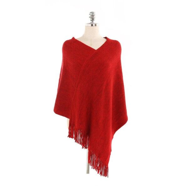 Poncho Cape En Polaire Rouge Avec Franges Et Ceinture - Taille Unique - Style Kimono - Neuf Avec étiquettes